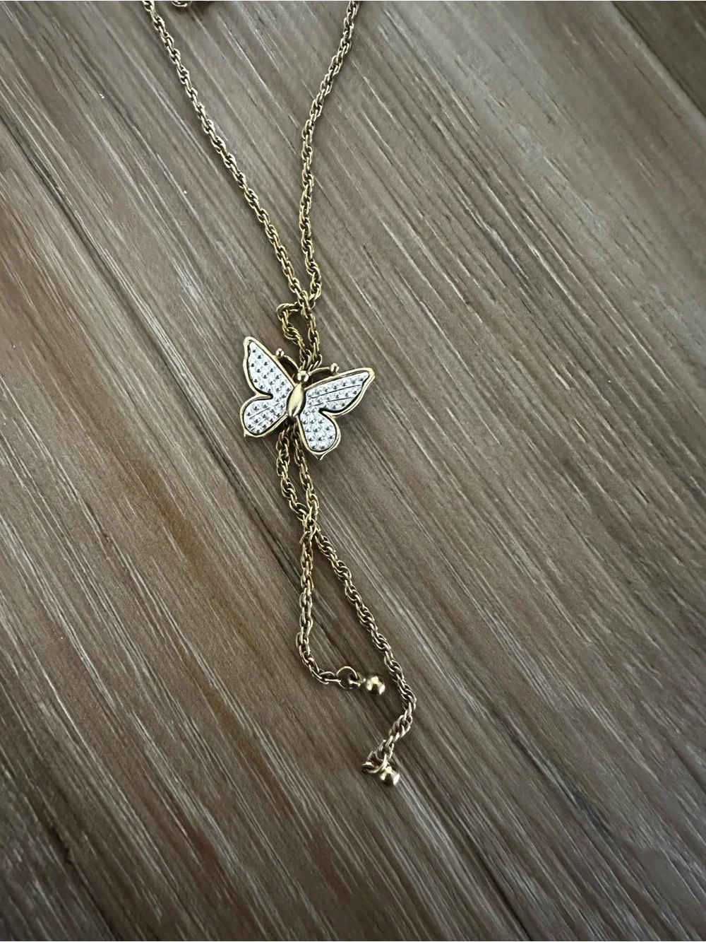 Avon Two Tone Butterfly Necklace Signed
